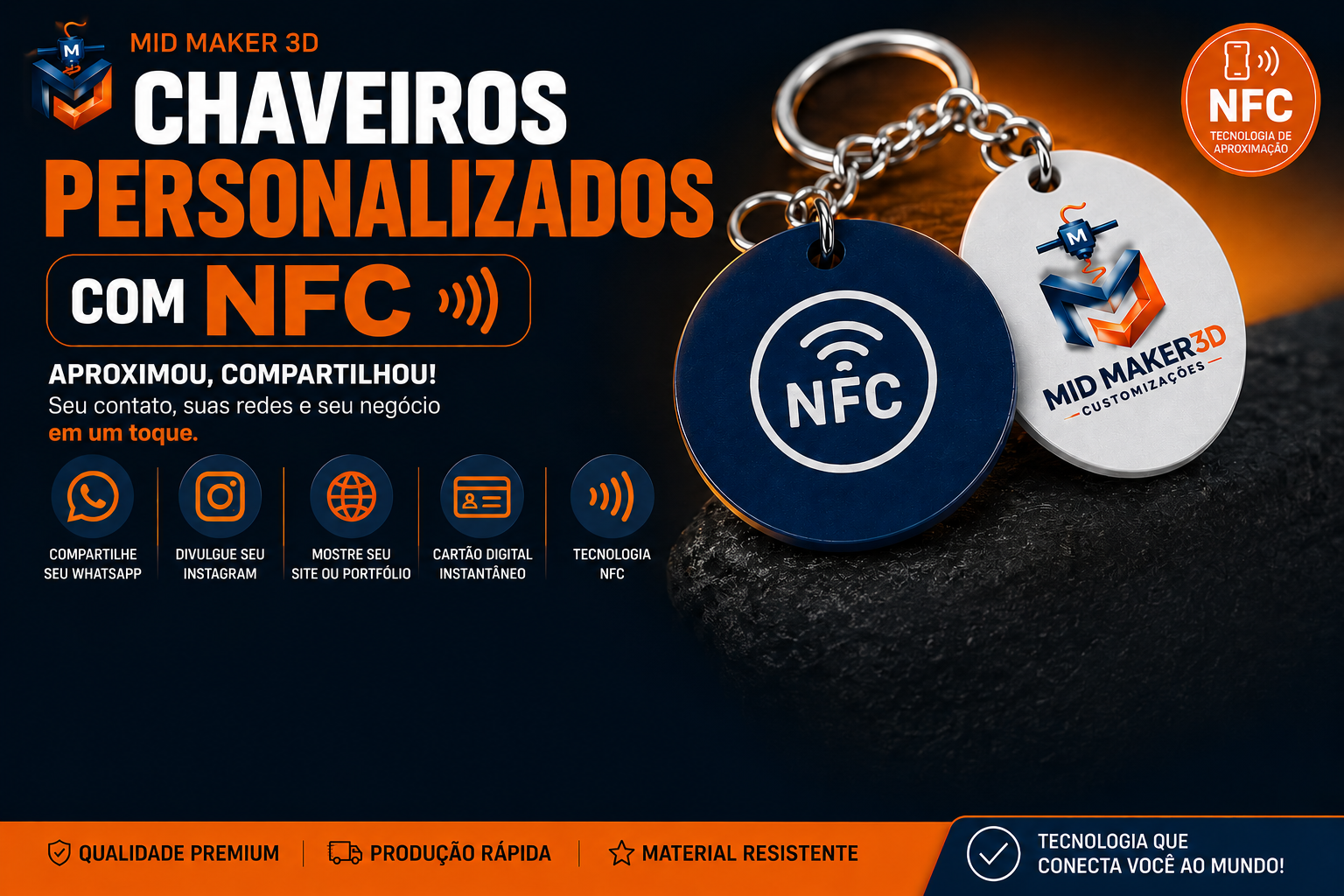 Promoção de chaveiros personalizados com NFC